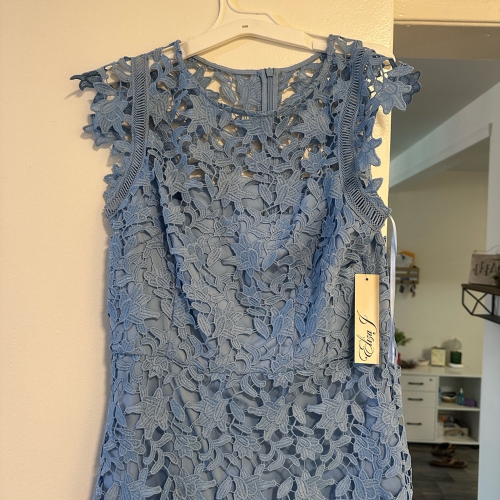 Eliza J Light Blue Lace Midi Dress - Picture 3 of 10